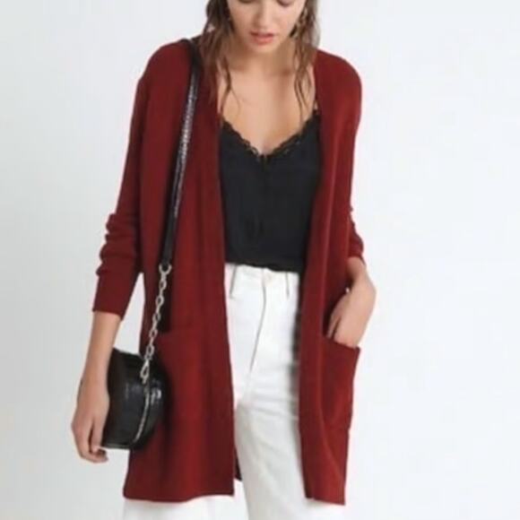 MADEWELL Merino Wool Alpaca Kent Cardigan Sweater Duster Cozy Lagenlook Red - Picture 13 of 13